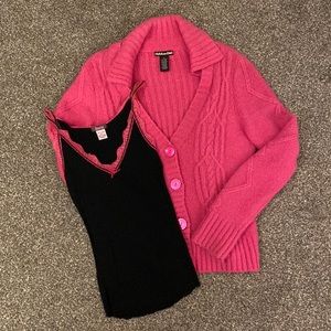 Women’s hot pink sweater with cami